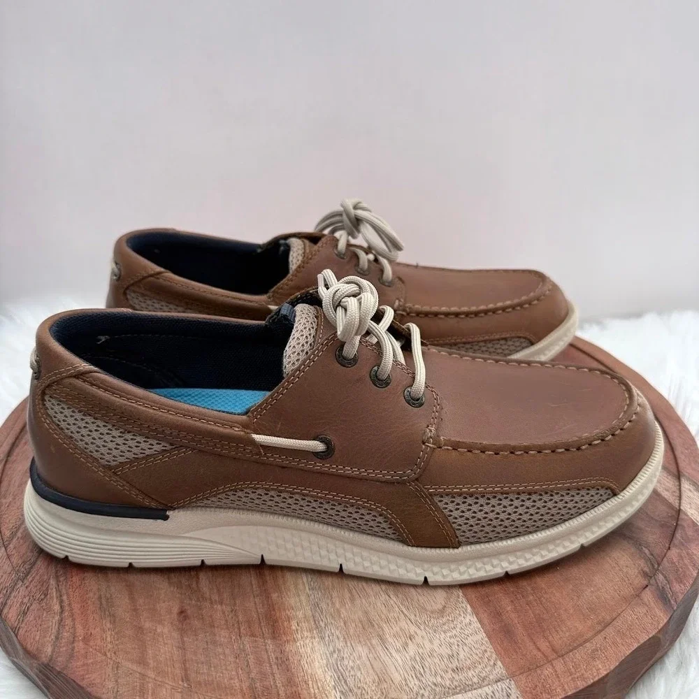 Dockers Boat Shoes Mens 11.5 Brown Excellent Leather Mesh Supreme Comfort